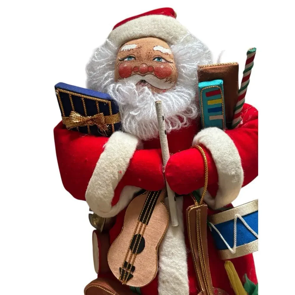 Christmas Corner Vintage 11” Santa Claus Plush Figure W Musical Instrument Gifts